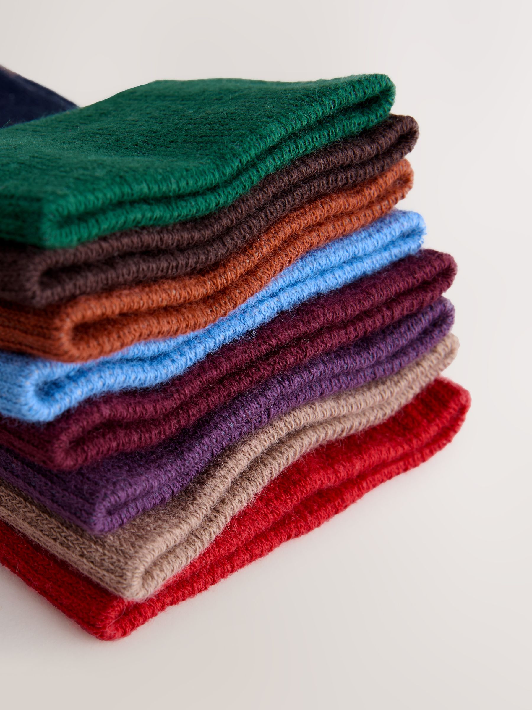 Blauw/rood/bruin gestreept - Set van 8 sokken met patroon