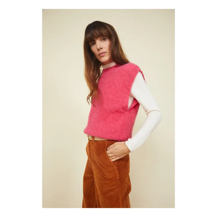 SMALLABLE BASICS Pull Femme Sans Manches Alpaga | Rouge framboise