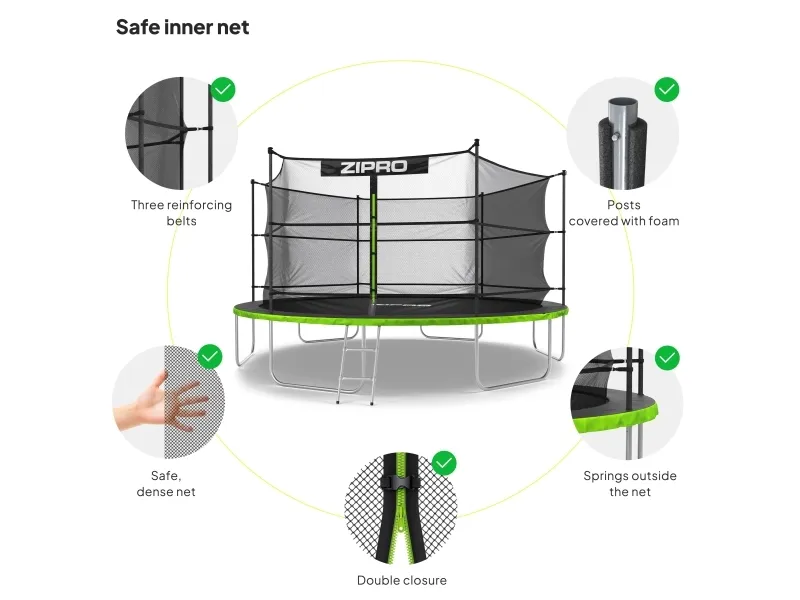 Zipro Trampolin med indendørs net 14FT 435cm   skopose