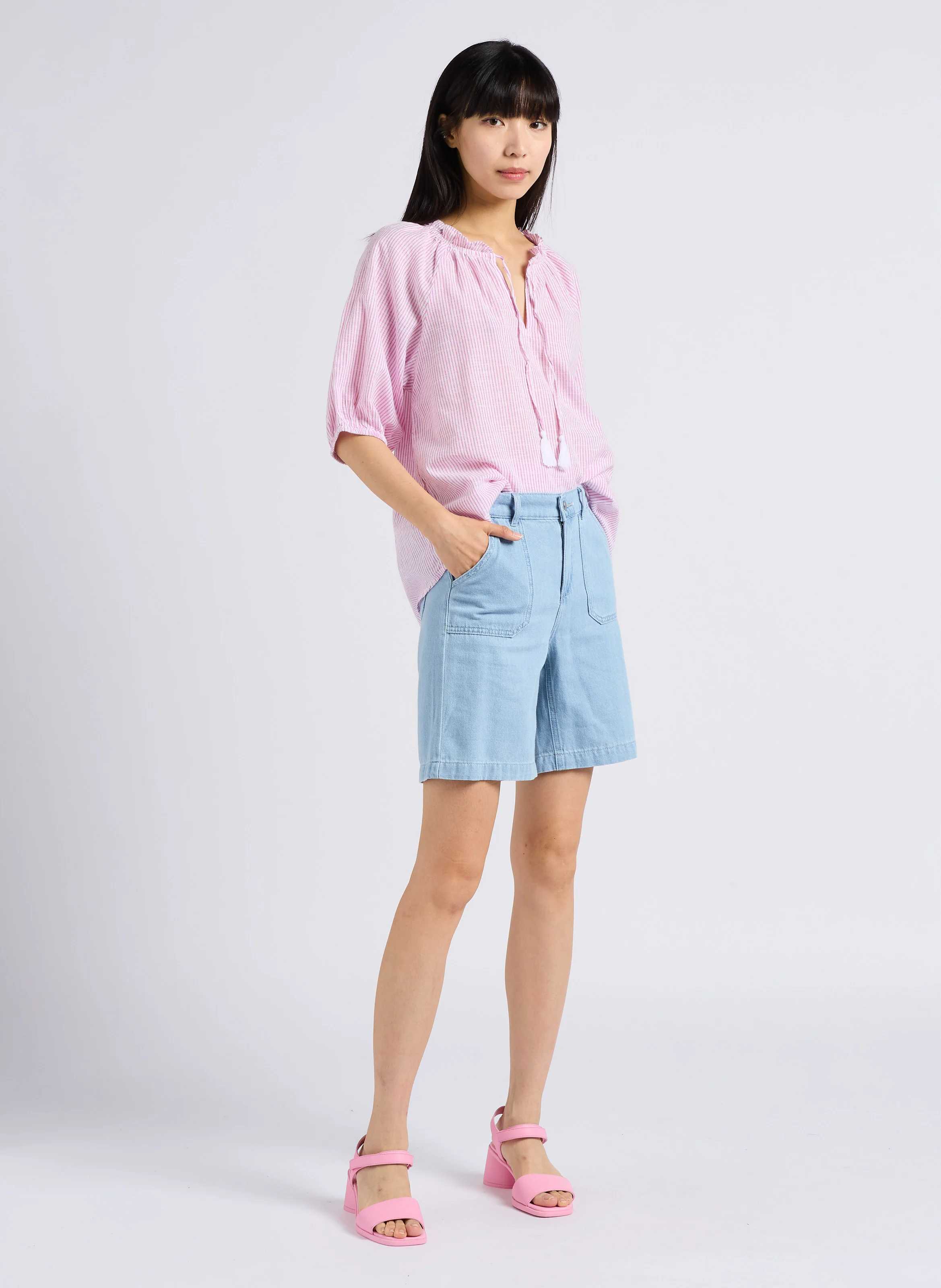 SANAE - Short jean en coton | Jean Délavé