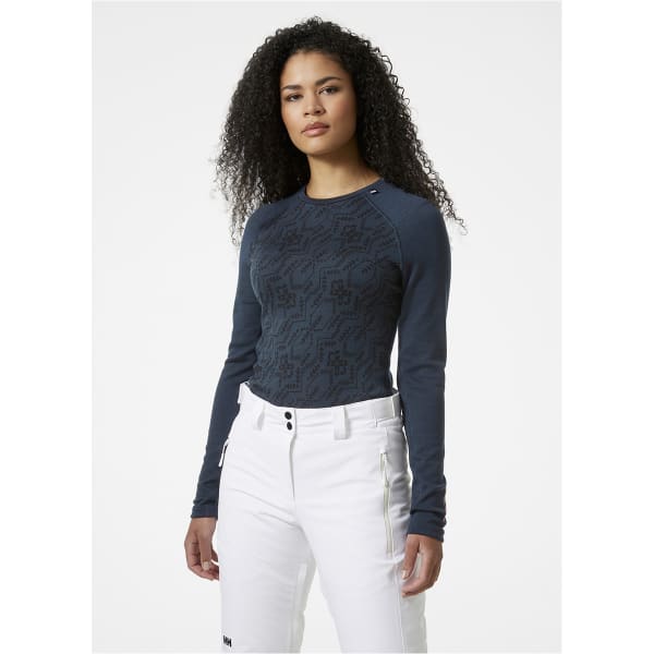 T-shirt thermique HELLY HANSEN W LIFA MERINO MIDWEIGHT GRA CREW NAVY