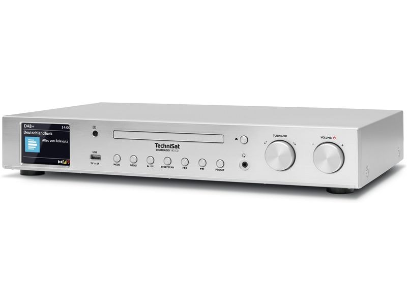 Technisat Radio-Tuner DigitRadio 143 CD V3 Silber HiFi-Komponente für DAB Empfang mit Streaming-Funktionen und CD-Player