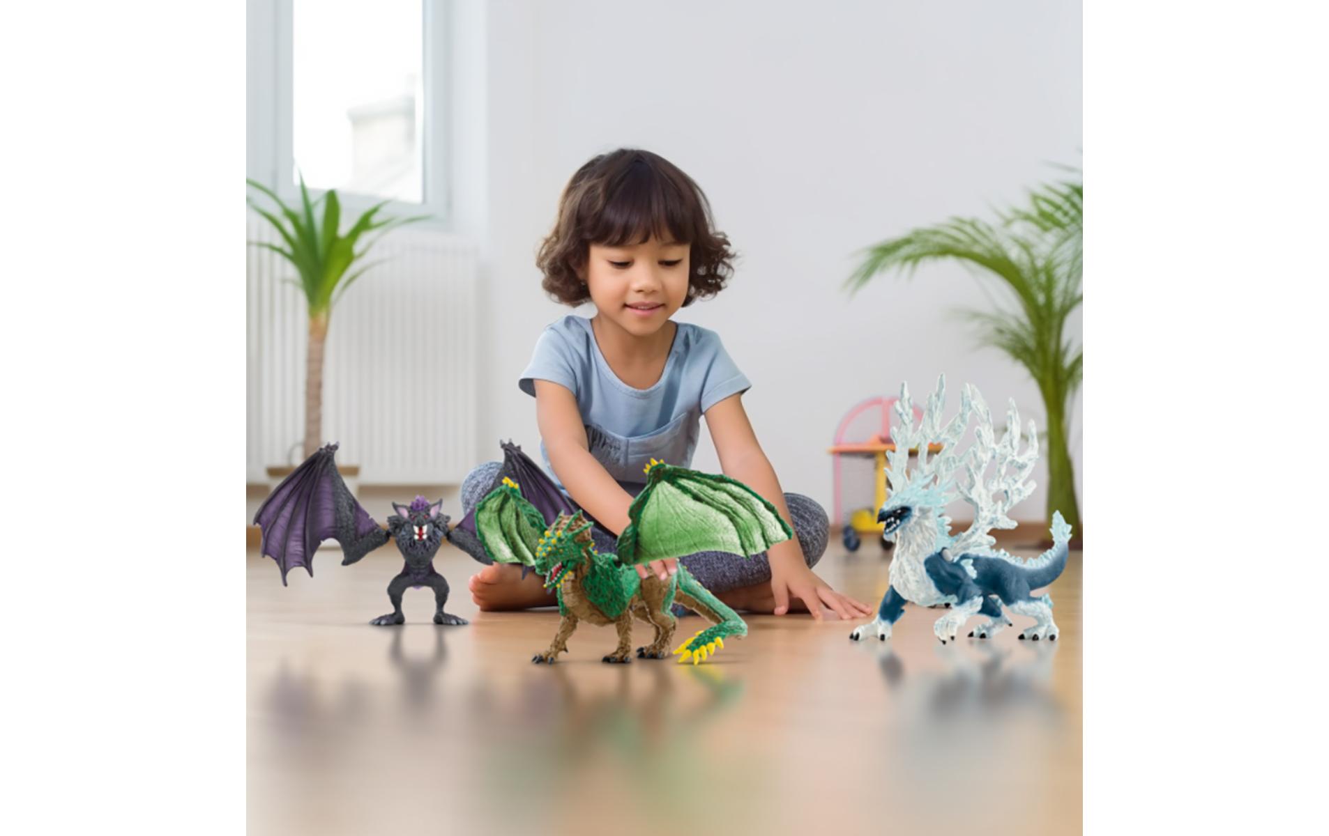 Spielzeugfigur Eldrador EisdracheSpielfigur mit beweglichen Flügeln