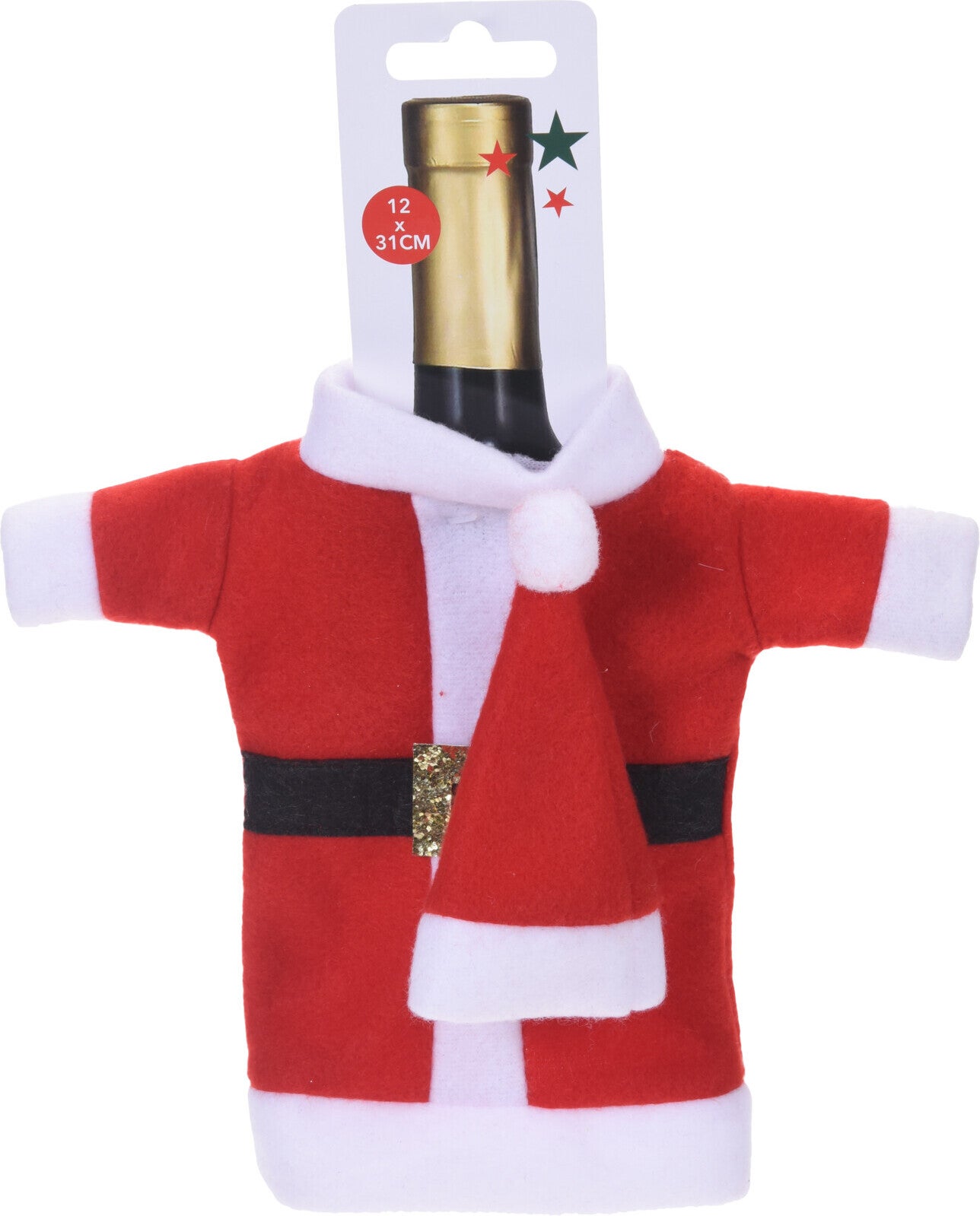 Wijnfles kerstjas rood / wit
