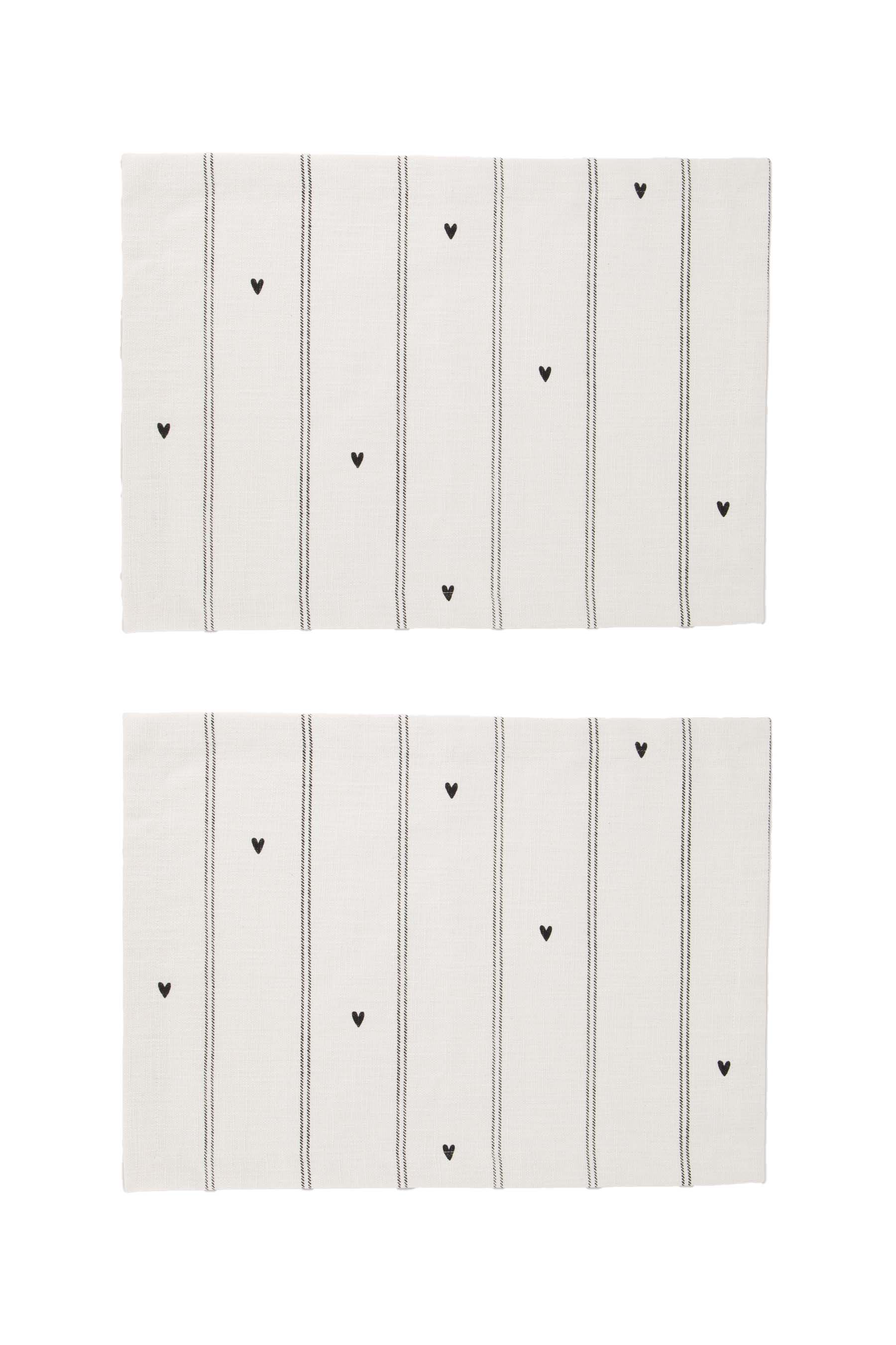 set van 2 placemats strepen / hartjes