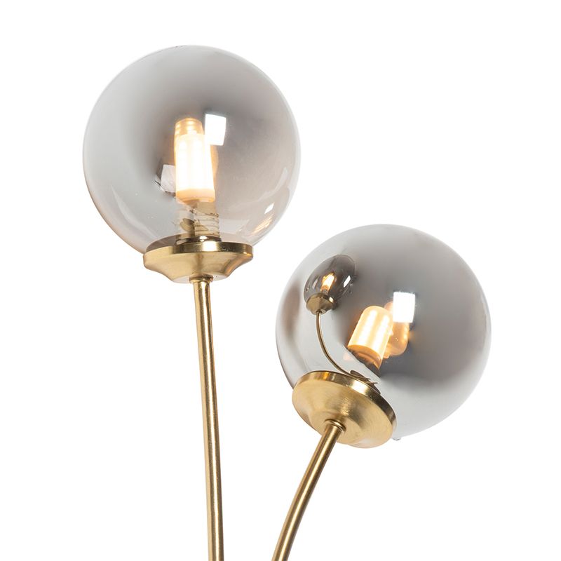 Moderne wandlamp goud 2-lichts met smoke glas - Athens