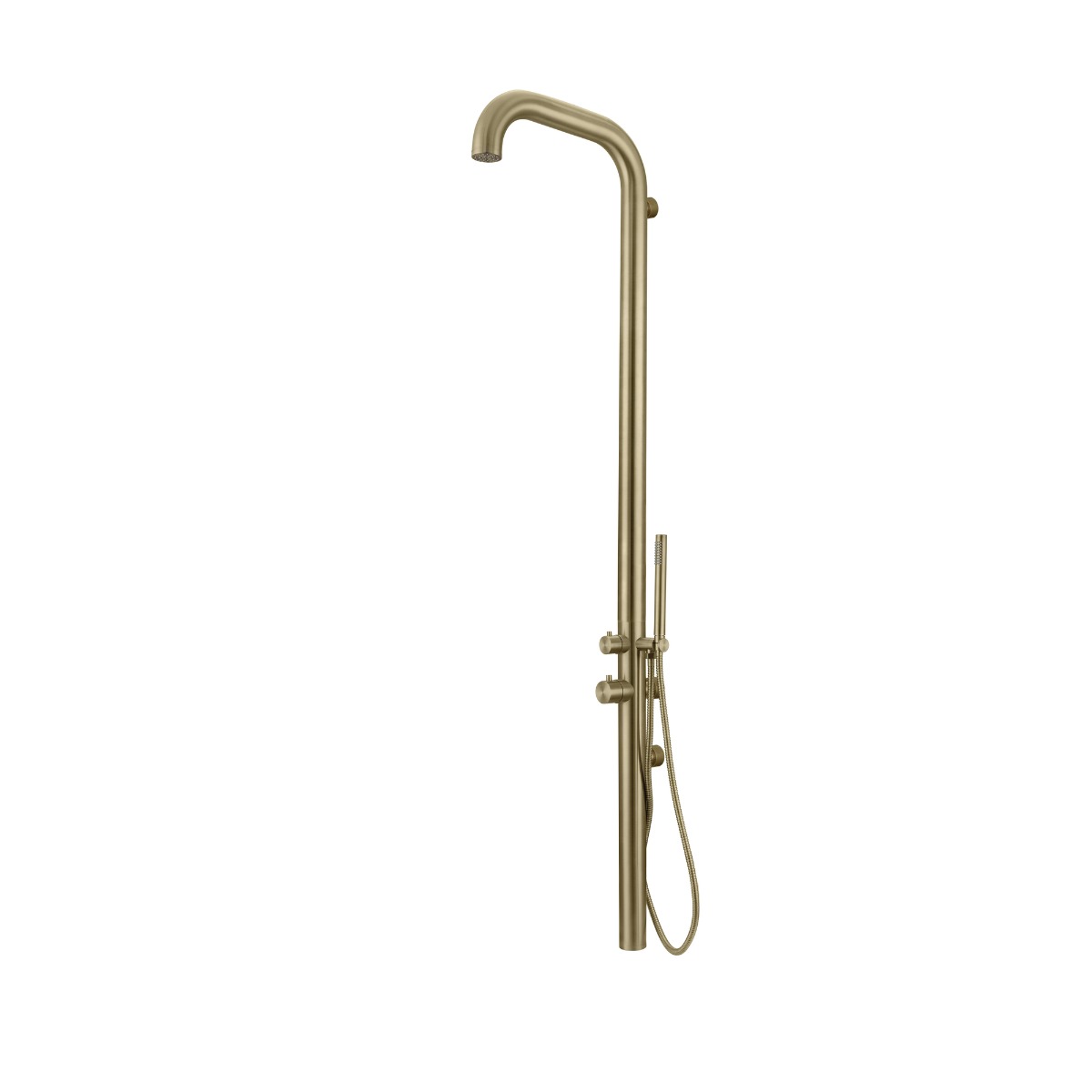FortiFura Outdoor Original buitendouche met handdouche geborsteld messing