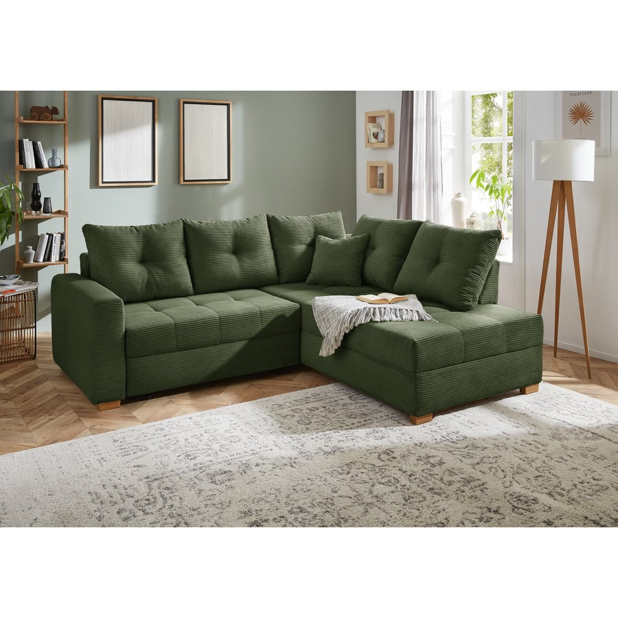 Ecksofa Leon Stoff Cord taupe