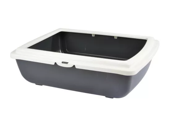 Bac à litière en plastique - Gris/Blanc - L 46 x P 36 cm