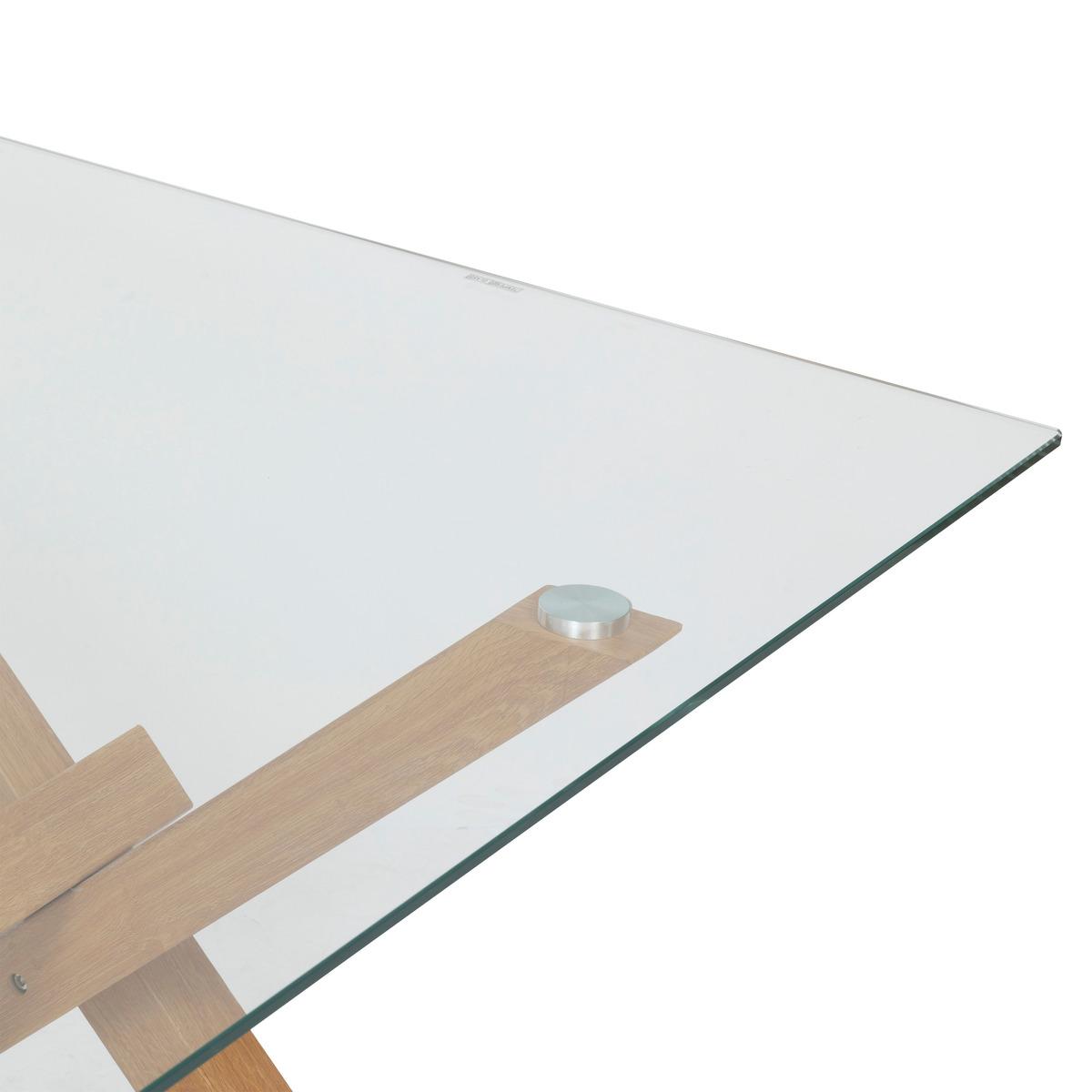 TABLE A DINER JOREL VERRE METAL EFFET CHENE 180X90CM