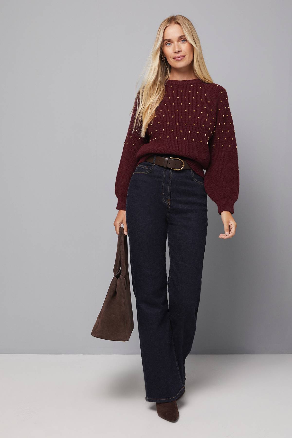 Wallis synthétiquell Tricoté à Clous Petite Taille