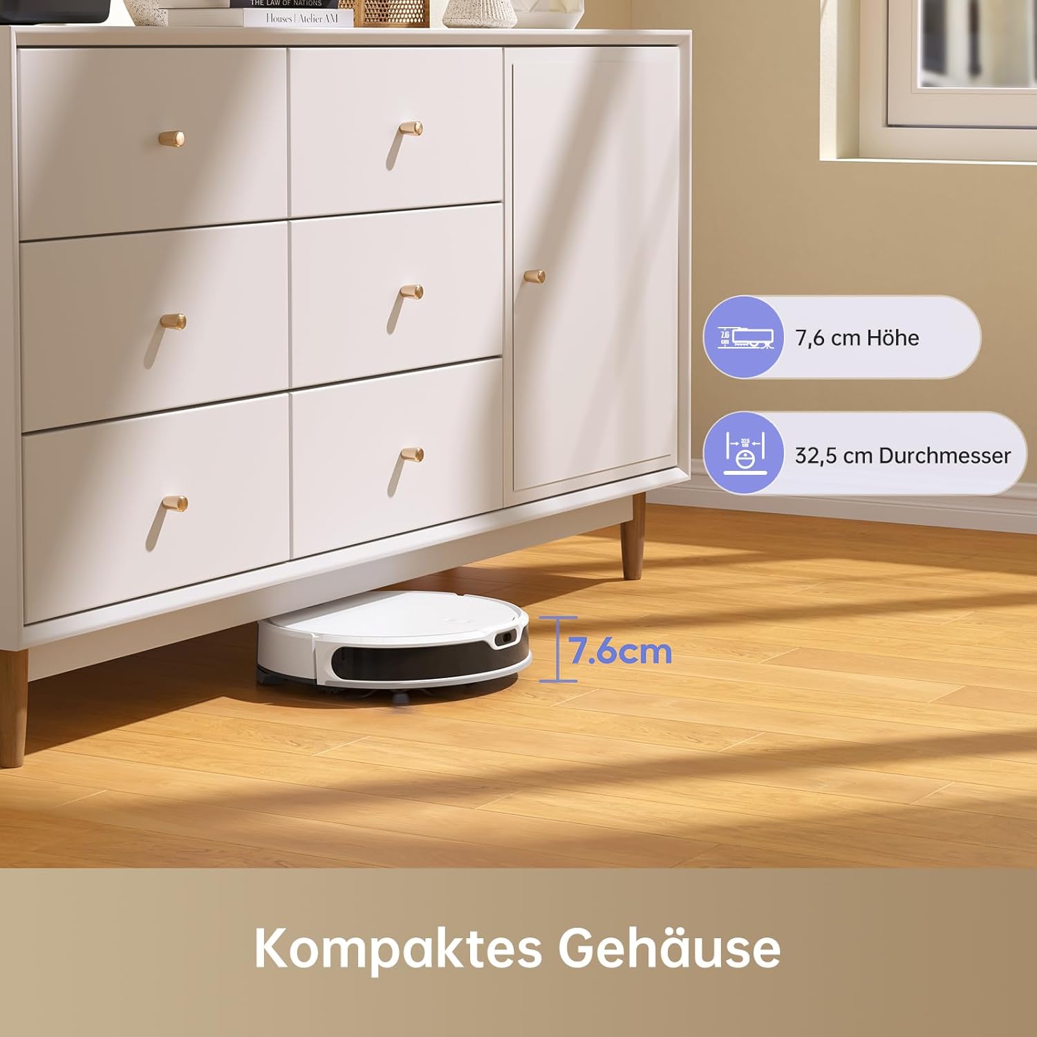 Mova M1 Saug- und Wischroboter, Starke Saugleistung von 4.500 Pa, kompaktes Gehäuse, Solid-Fixed (SOF) Mapping, 2-in-1-Gerät: saugt und wischt