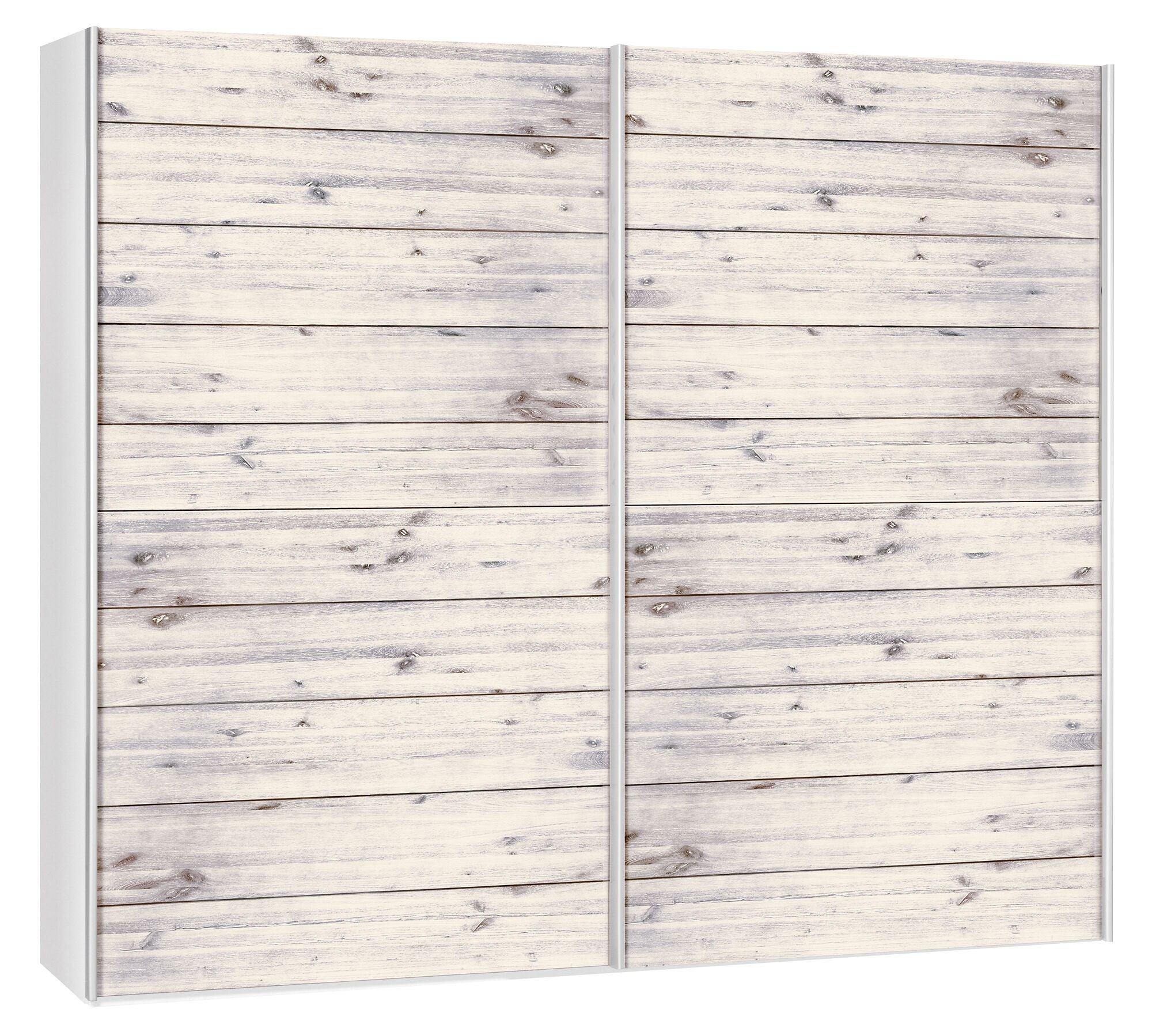 CORELLE Schwebetürenschrank - Akazie lasiert weiss / B: 252.0 cm x T: 67.0 cm x H: 220.0 cm