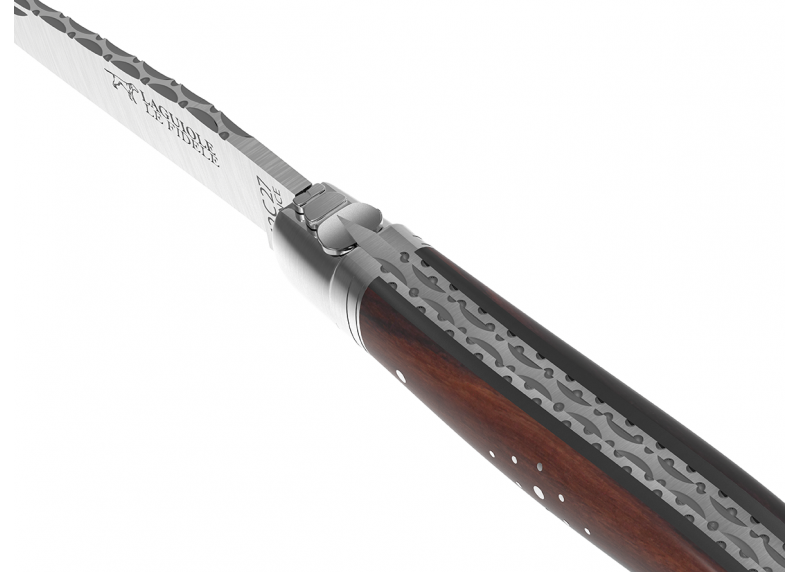 Couteau Laguiole prestige avec un manche en bois de violette et mitres en acier inoxydable