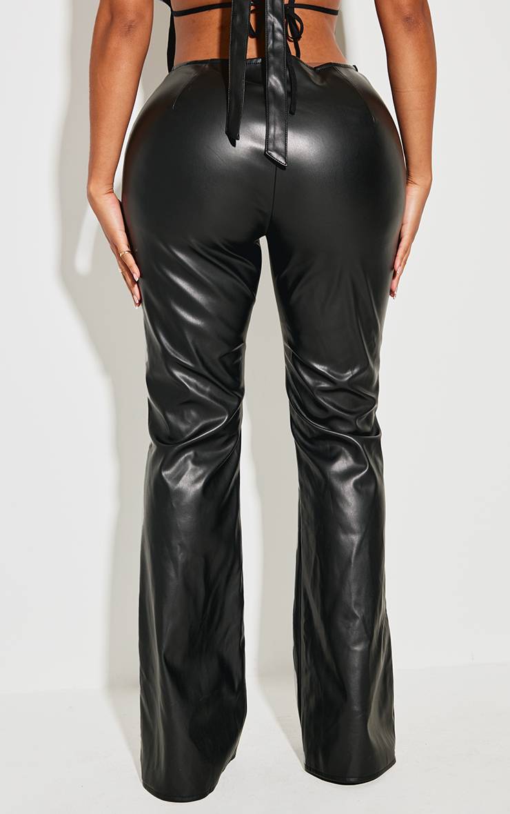 Noir Pantalon Évasé En Synthétiquecuir Brodé Shape