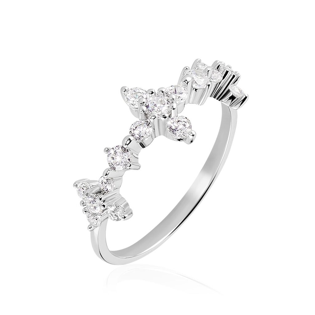 Bague Midnight Flower Argent Blanc Oxyde De Zirconium