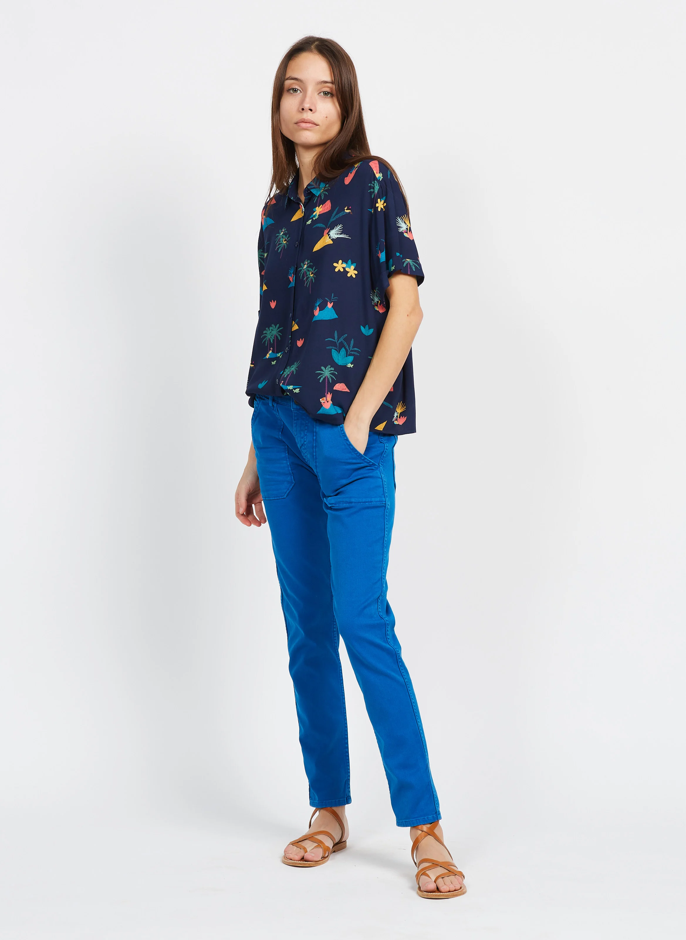 PIERCE - Jean slim en coton mélangé | Bleu