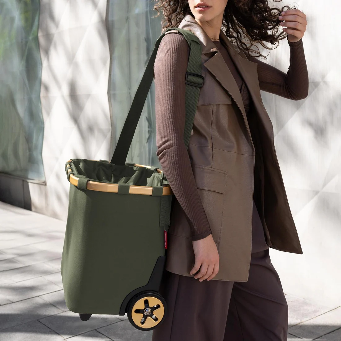 (40l) Carrycruiser Einkaufstasche Trolley Shopping Einkaufswagen mit Rollen   Schultergurt (OE5054) - Forest Gold