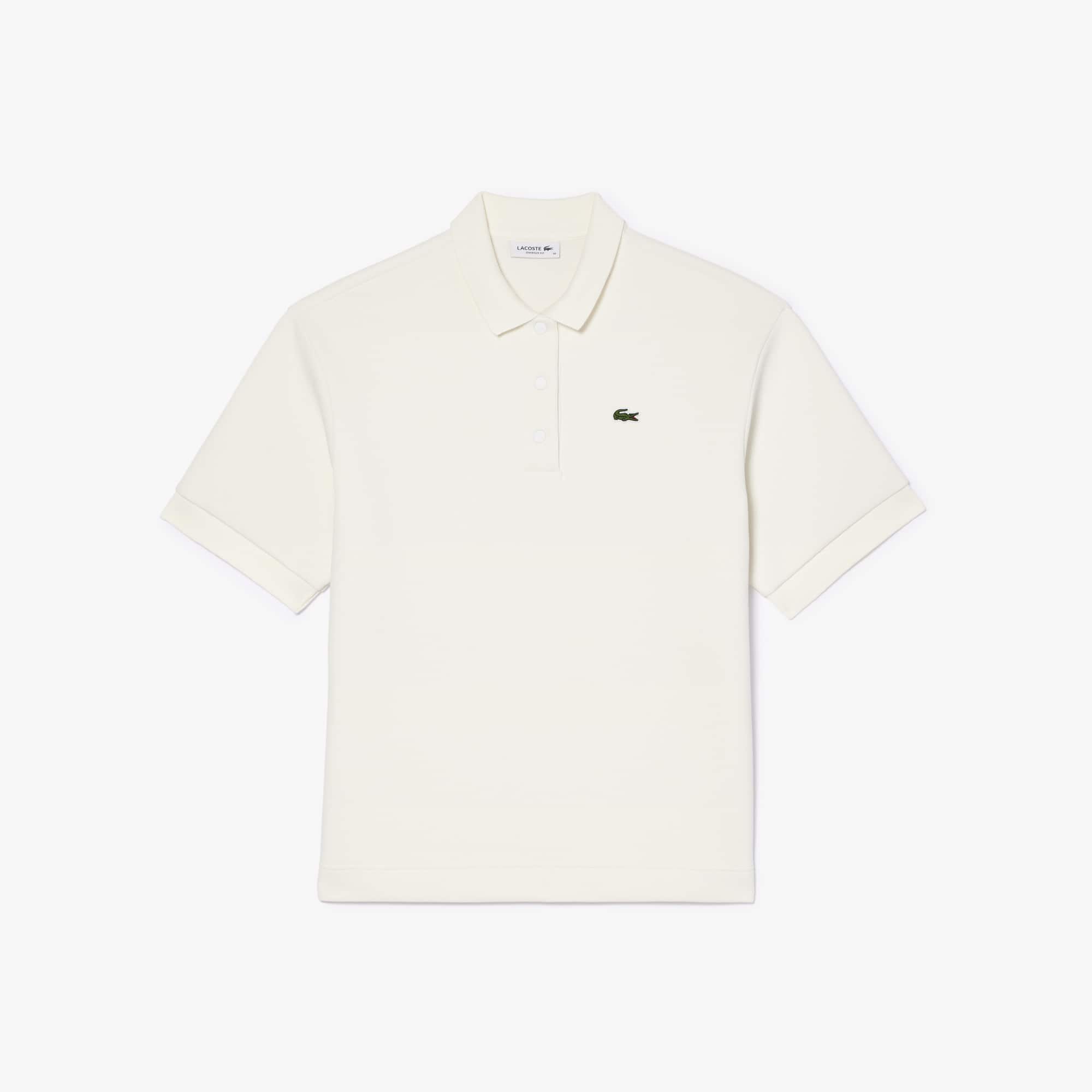 Polo oversize en piqué double face de coton Manches Longues - Blanc - Lacoste - Femme