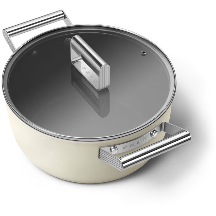 SMEG Kochtopf mit Deckel 24 cm CKFC2411CRM Creme