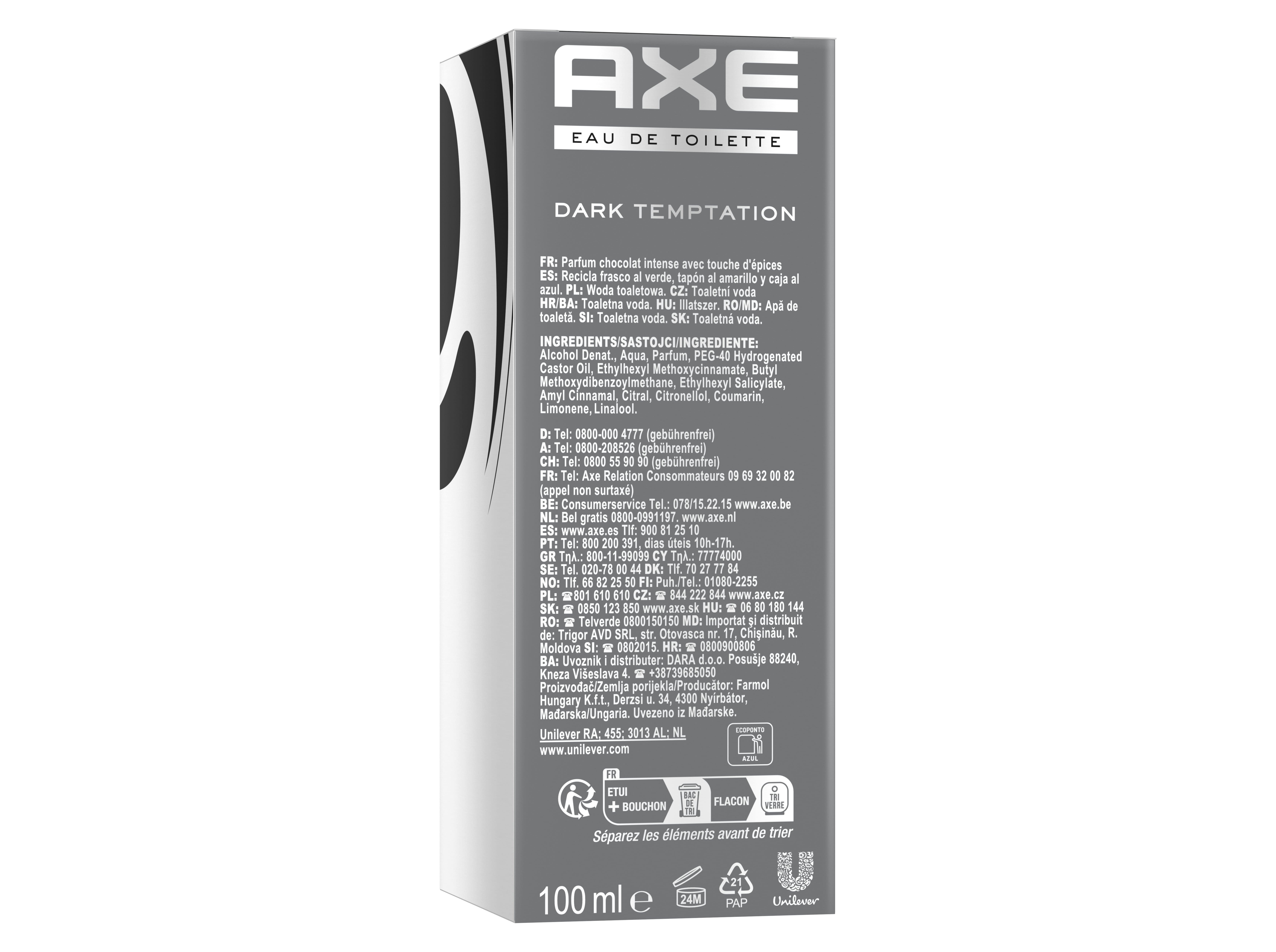 EAU DE TOILETTE HOMEM AXE DARK TEMPTATION 100ML