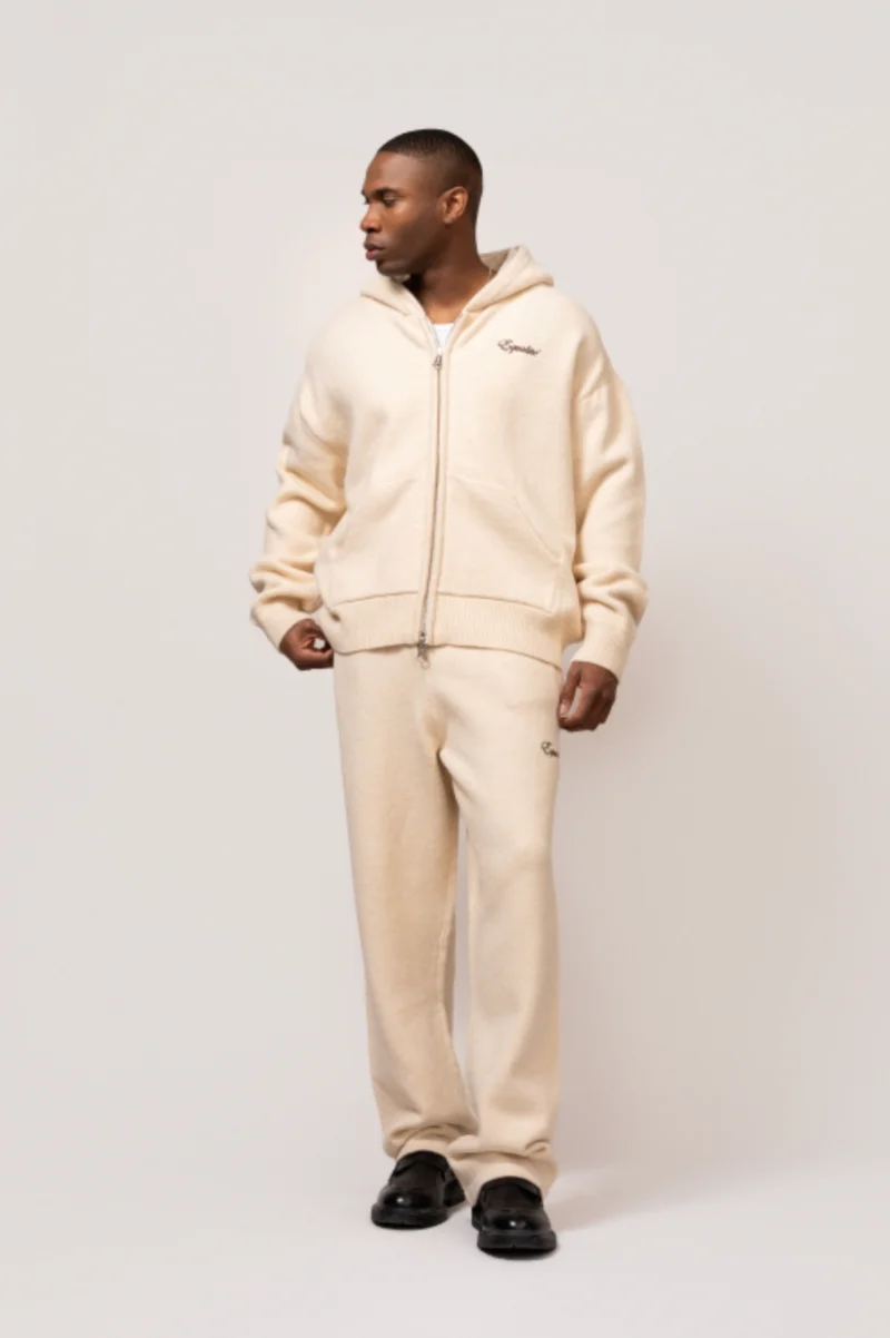 Equalité Fluffy Knit Full Zip Trainingspak Heren Gebroken Wit