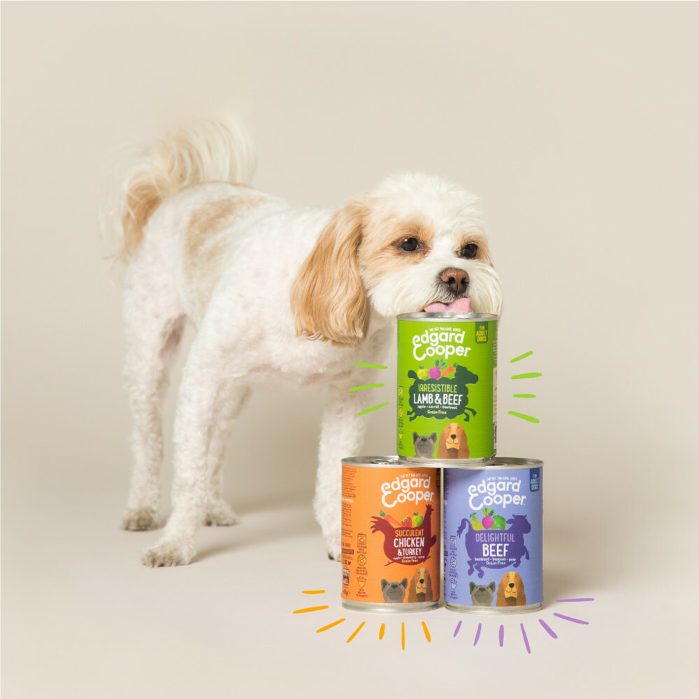 6x Edgard & Cooper Blik Vers Vlees Puppy Hondenvoer Eend - Kip400 gr