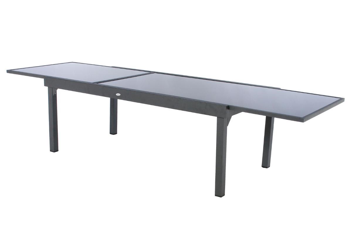 TABLE PIAZZA EXTENSIBLE VERRE GRAPHITE 12 PLACES