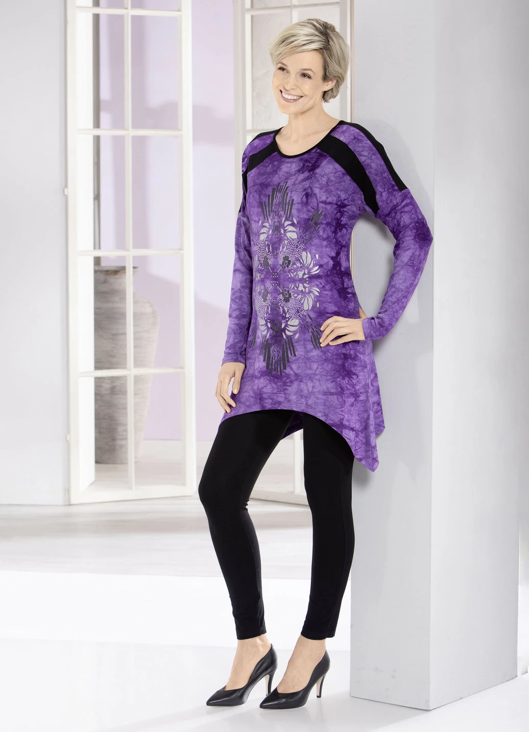Longshirt in aktueller Batik-Optik in 2 Farben