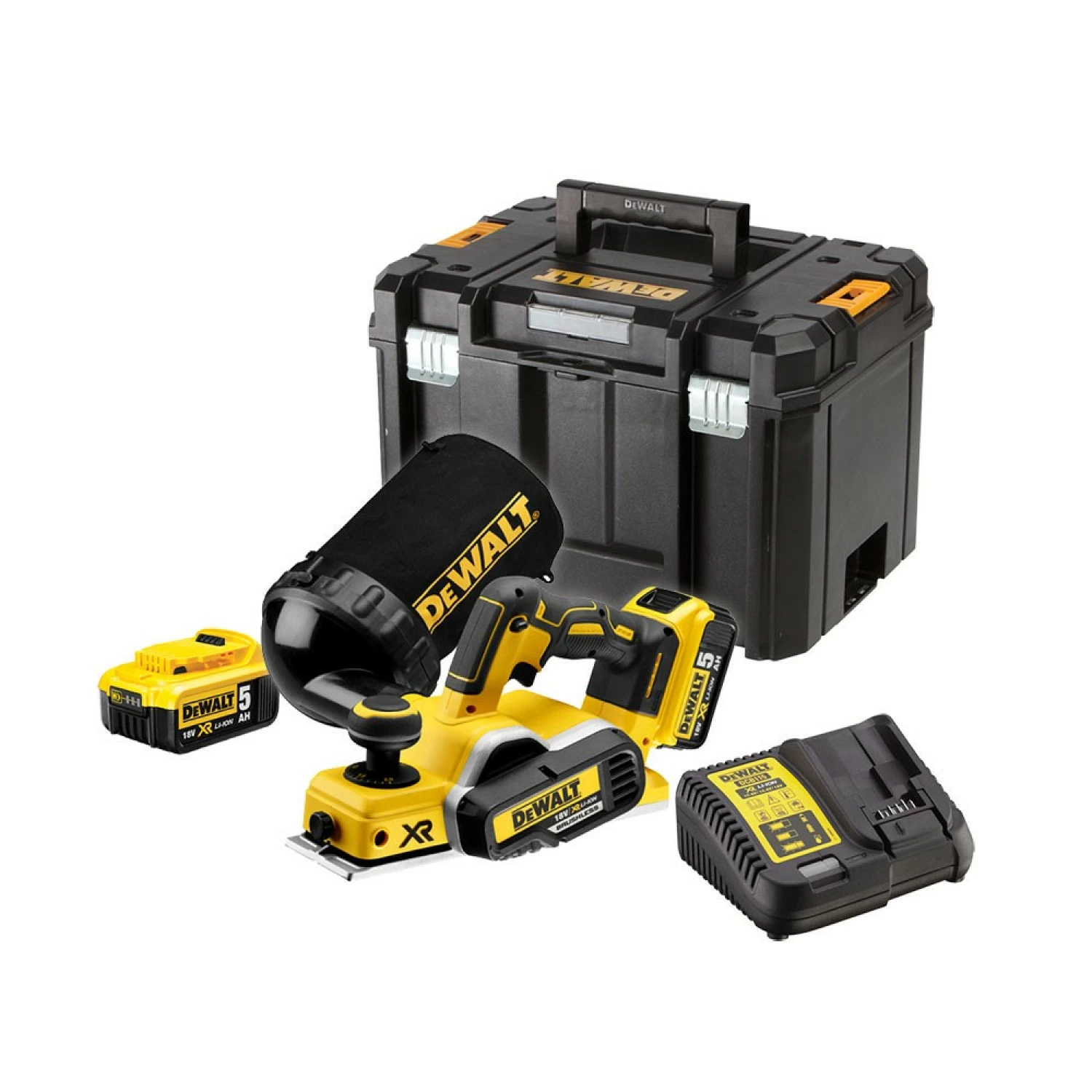 DeWALT DCP580P2 18V Li-Ion Accu schaafmachine set (2x 5.0Ah accu) in TSTAK - 82mm - 2mm - koolborstelloos