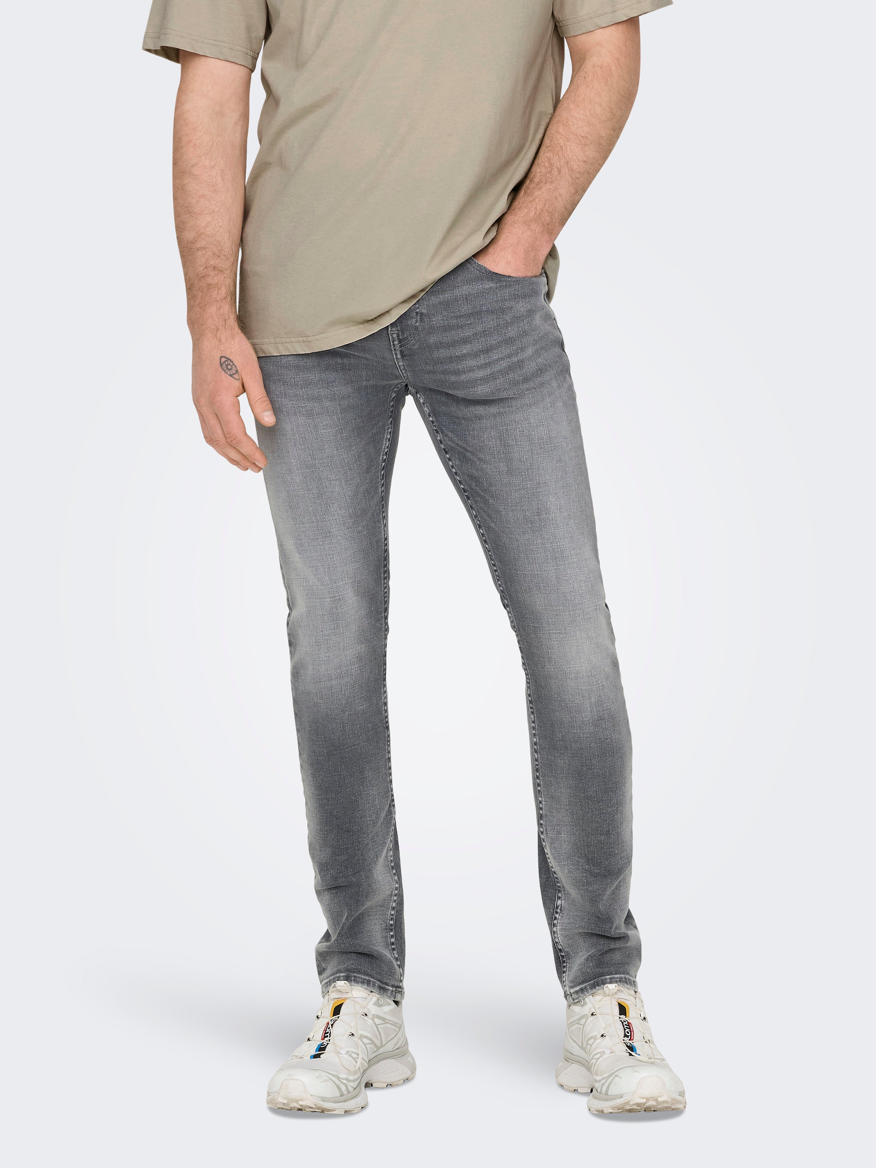 ONSLOOM Niedrige Taille Slim Fit Jeans Medium Grey Denim