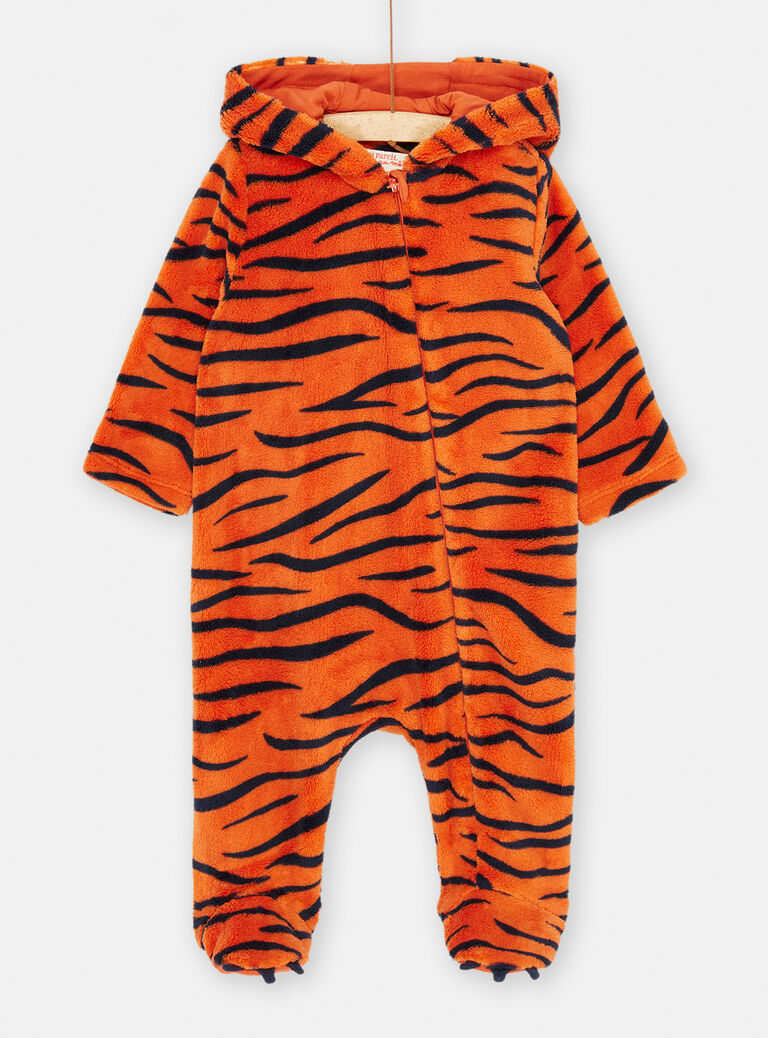 Surpyjama orange et noir à imprimé tigre