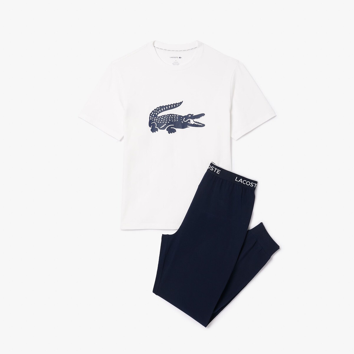 Pijama LACOSTE em malha com estampa de crocodilo