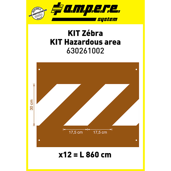 Pochoirs marquage au sol Ampere zebra, lot de 12