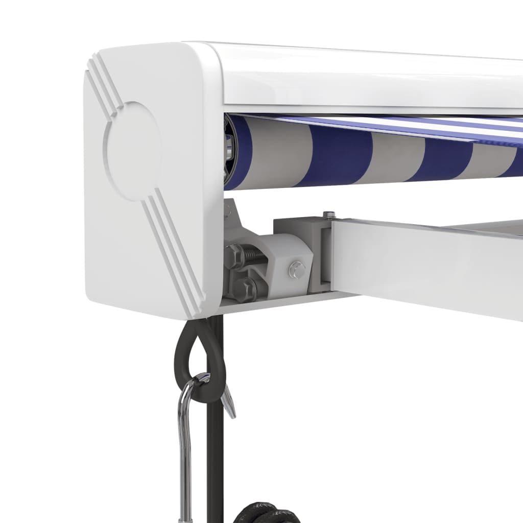 Auvent rétractable bleu et blanc 4x3 m tissu et aluminium