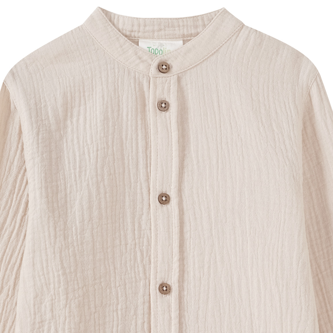 Topolino Pure Collection Jungen Musselin-Hemd mit Stehkragen hellbeige
