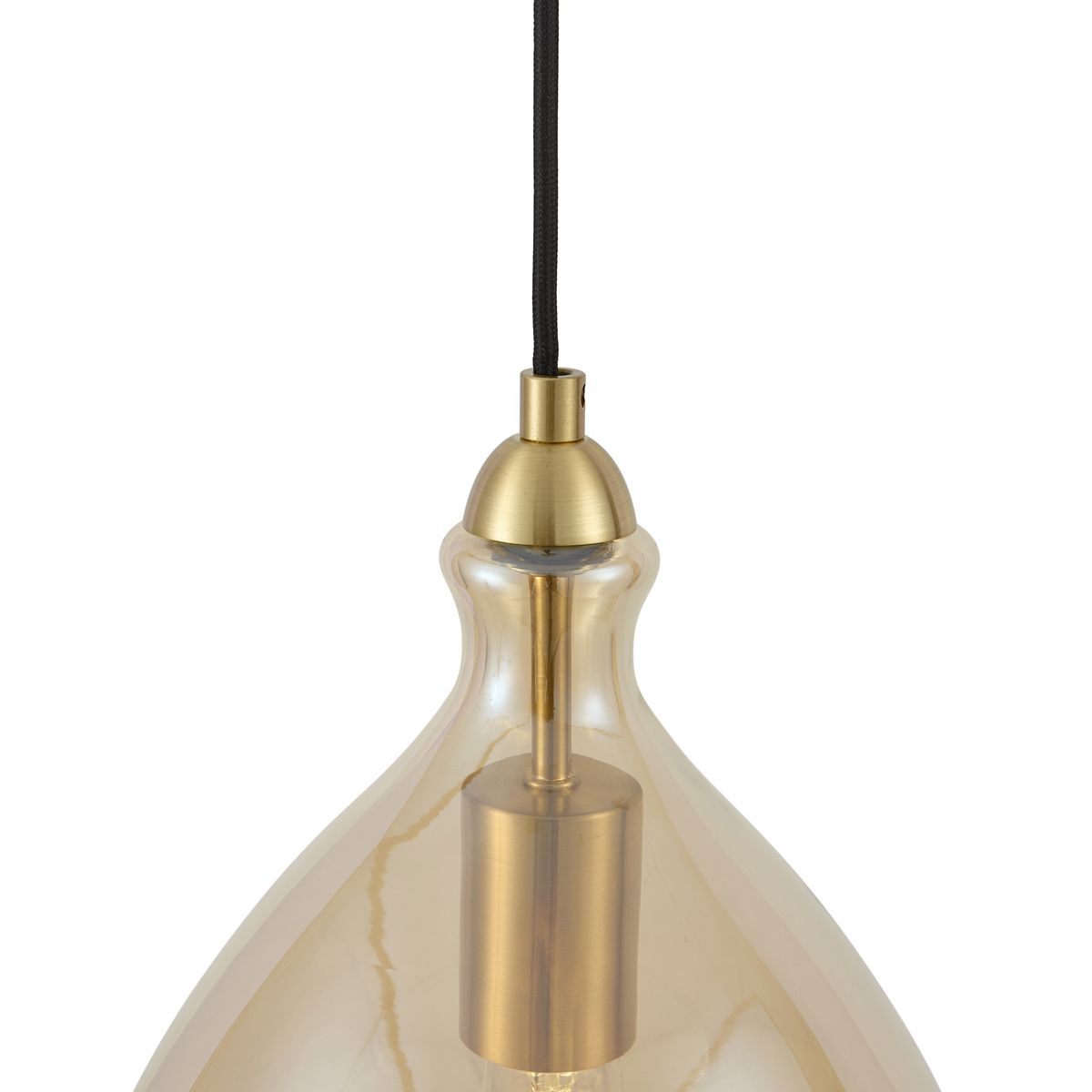 Moderne hanglamp goud met amber glas - Traditional