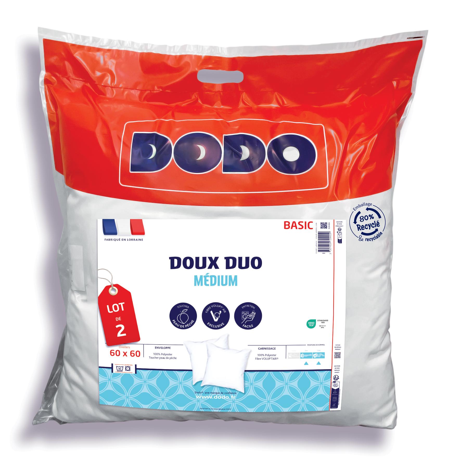 LOT 2 OREILLERS 60X60CM DOUX DUO