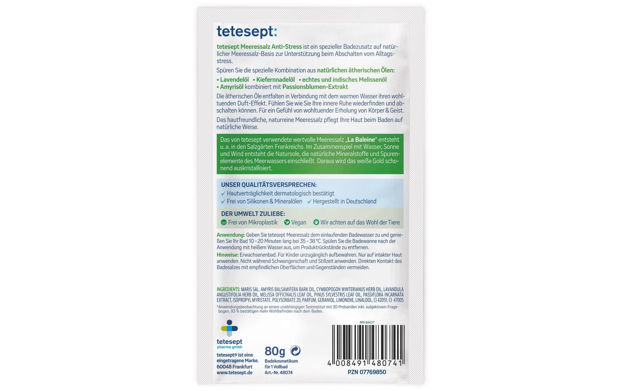Meeressalz Anti-Stress Sachet 80 gBadesalz für ein Vollbad für gesunde Haut