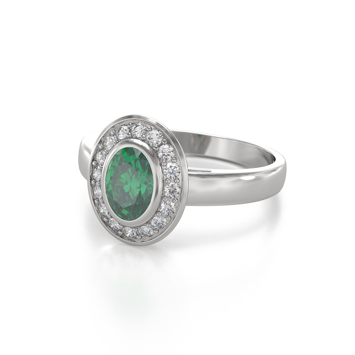 Bague Emeraude et diamants sur Argent 925 2.788grs