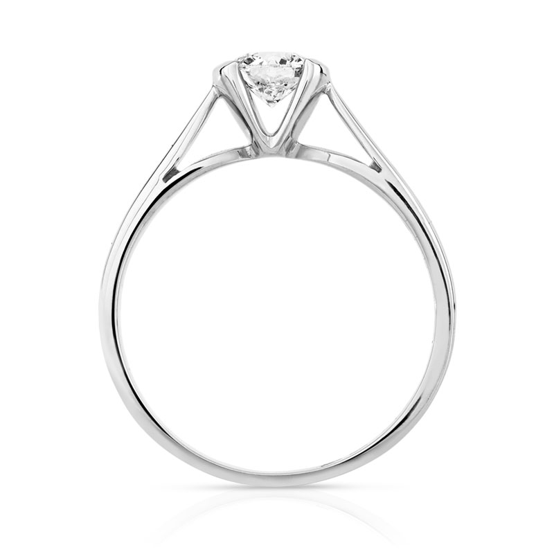 Bague solitaire or 750 blanc diamant 50/100e de carat