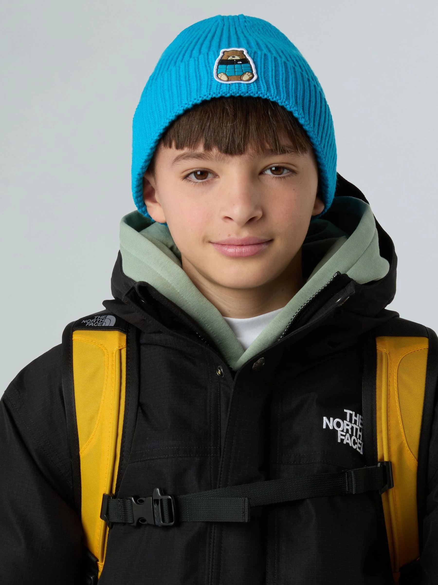 The North Face beanie met logo op de omslag voor kinderen