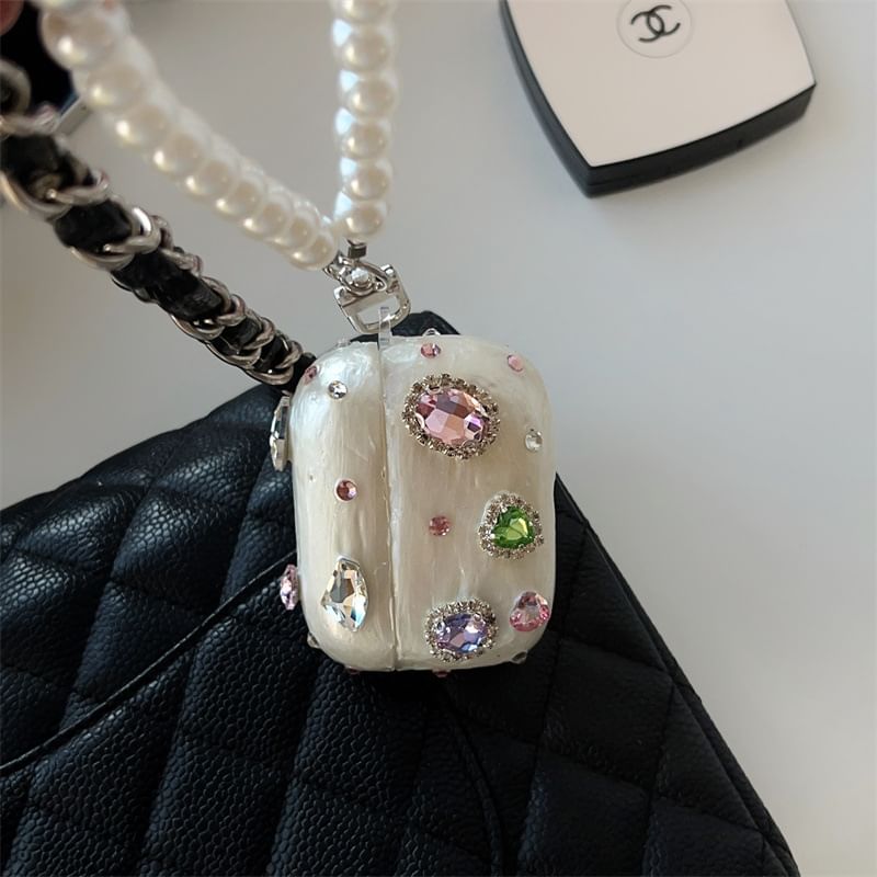 Edgin - Strass AirPods / Pro oortelefoonhoesje / Kunstparelband / Set