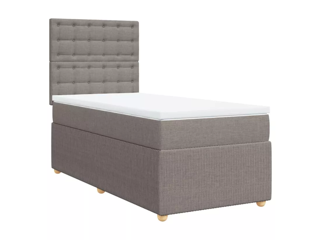 Sommier à lattes de lit avec matelas Taupe 90x190 cm Tissu