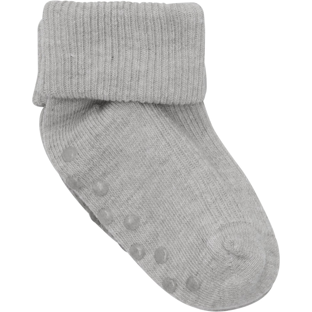 Køb Minymo Light Grey Melange Baby Rib Strømper 2-Pak
