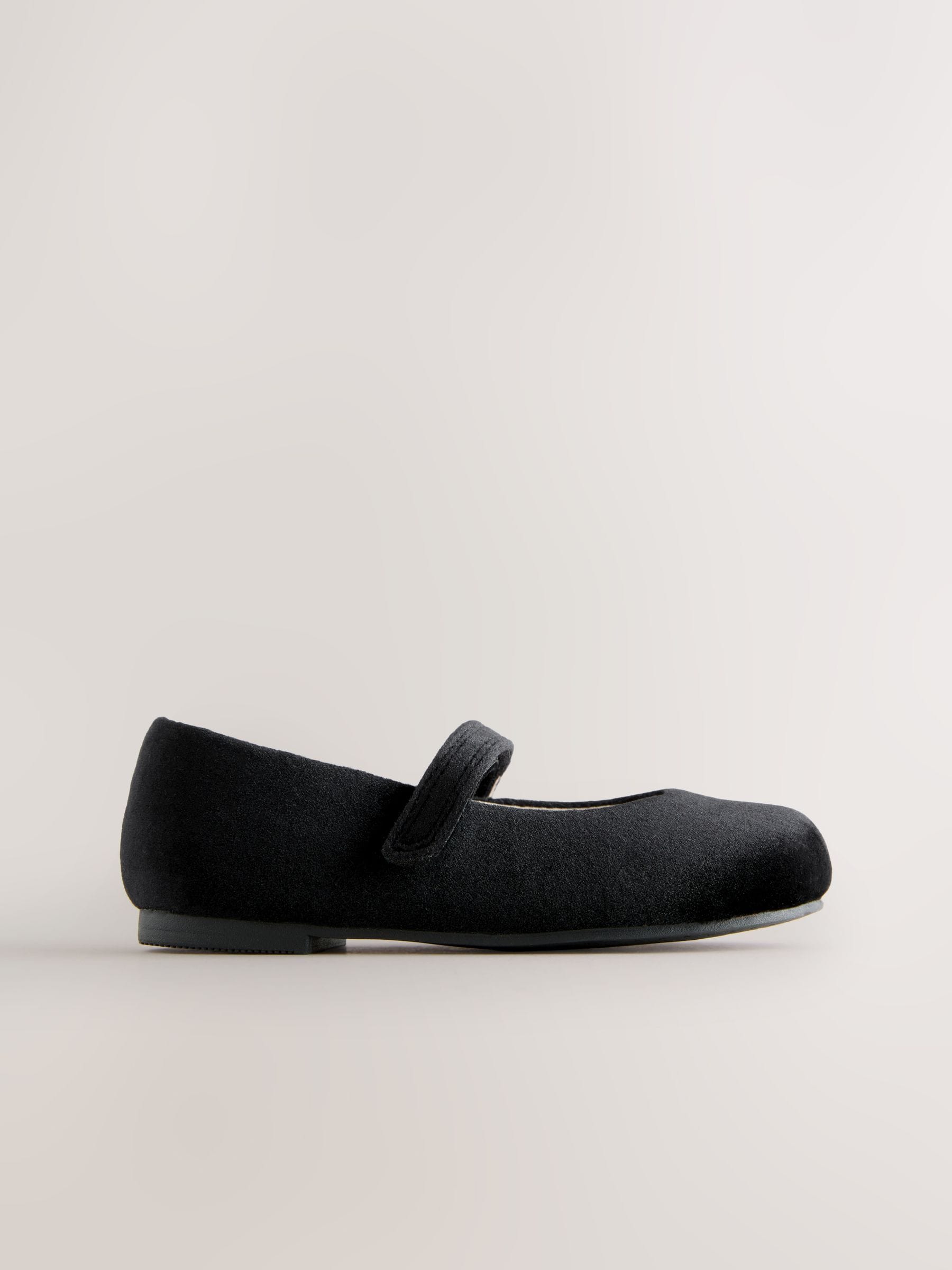 Zwart velours - Mary Jane gelegenheidsschoenen met klittenbandsluiting
