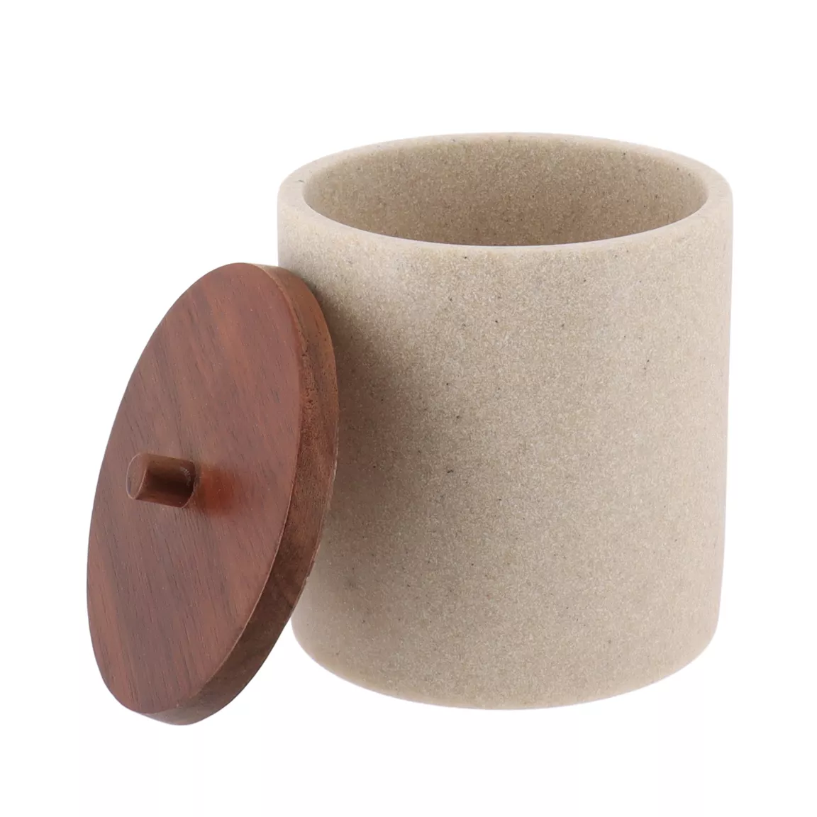Boite à coton bois Acacia Naturel