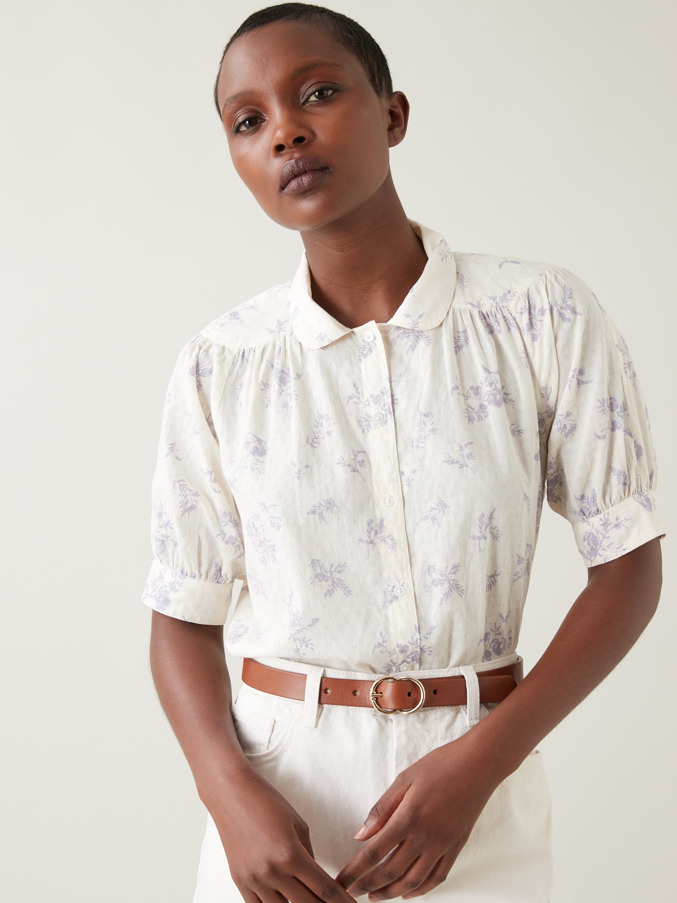 Chemise tissu façonné femme imprimé Margareth