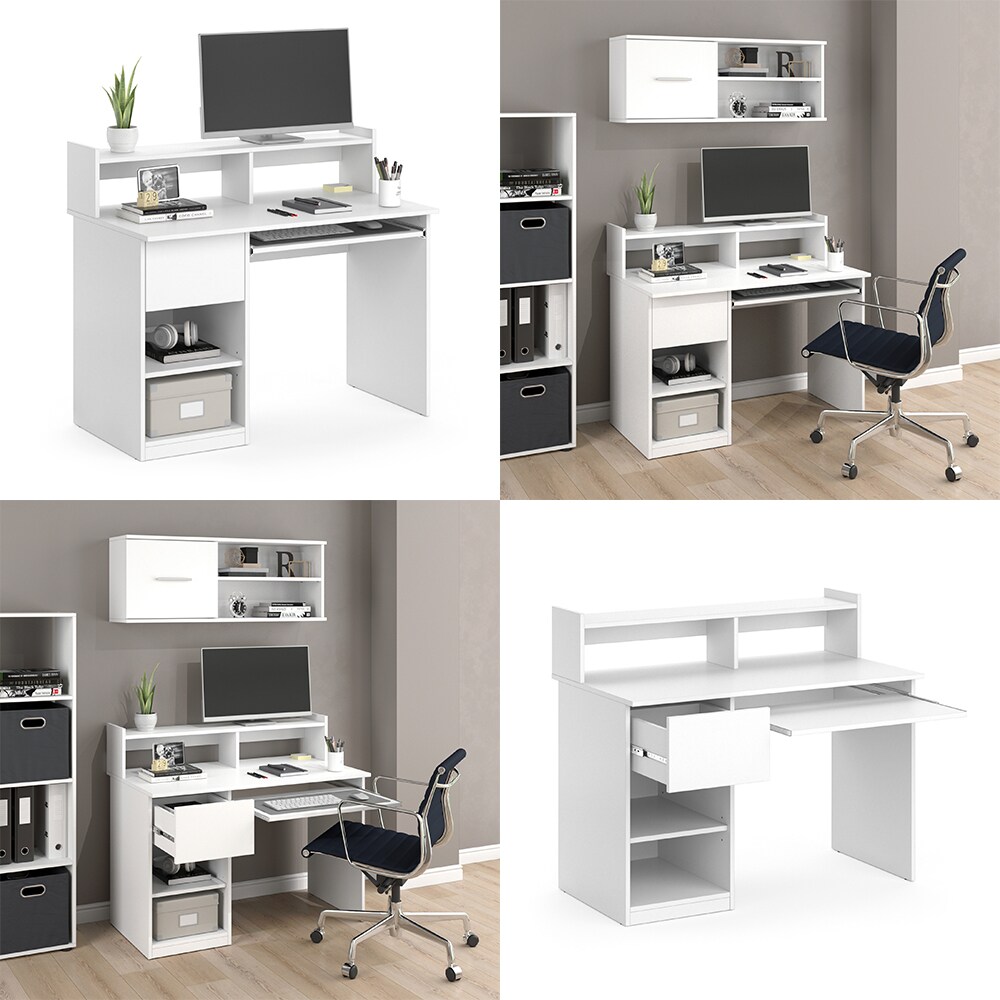 Vicco Schreibtisch Bürotisch Arbeitstisch Keno weiß Computertisch Monitorständer