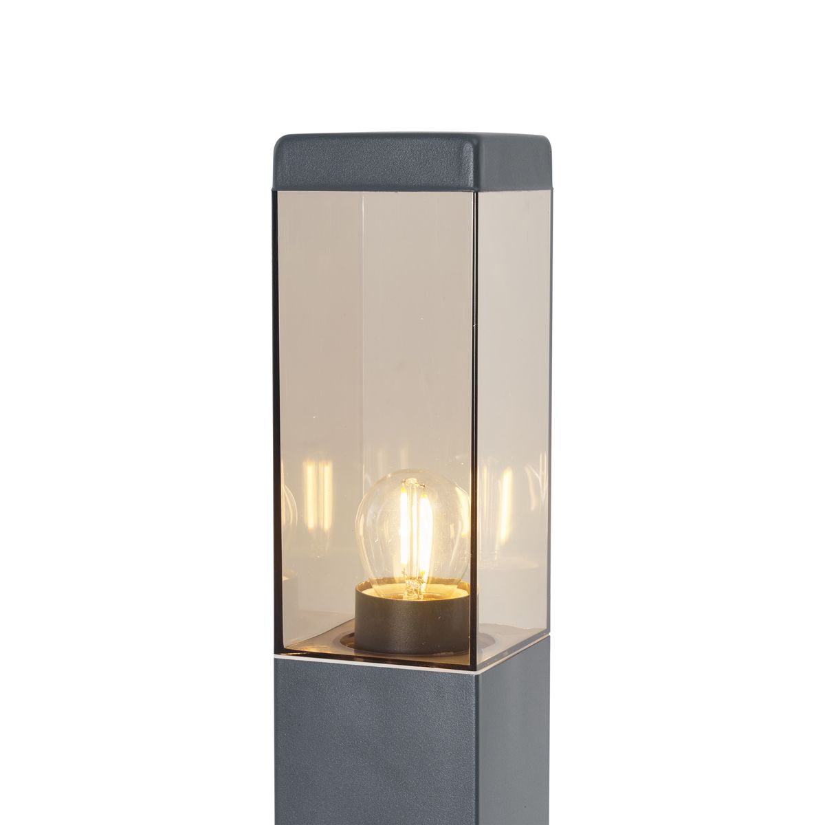Buitenlamp donkergrijs met smoke glas 80cm IP44 met stopcontact en bewegingssensor - Malios